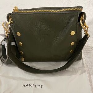 Hammitt Olive Leather Crossbody Bag with Gold Hardware